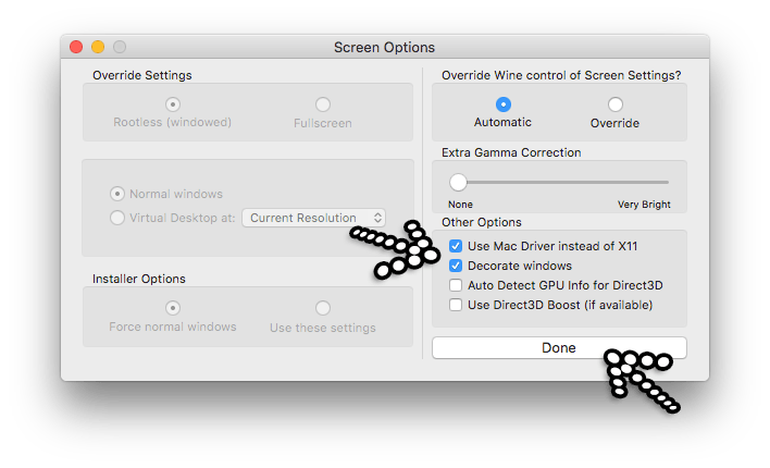 Install GOG Change Screen Options